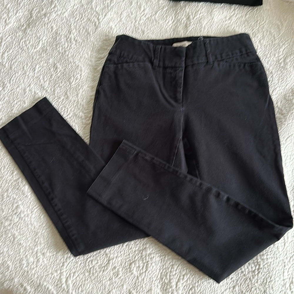 Loft, curvy skinny ankle work pants, black size 0